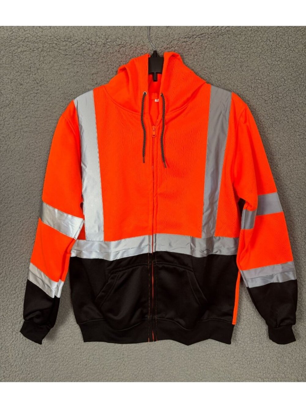 ANSI/ISEA Mens High Visibility Safety Hoodie Reflective Stripes Multi Small NWOT